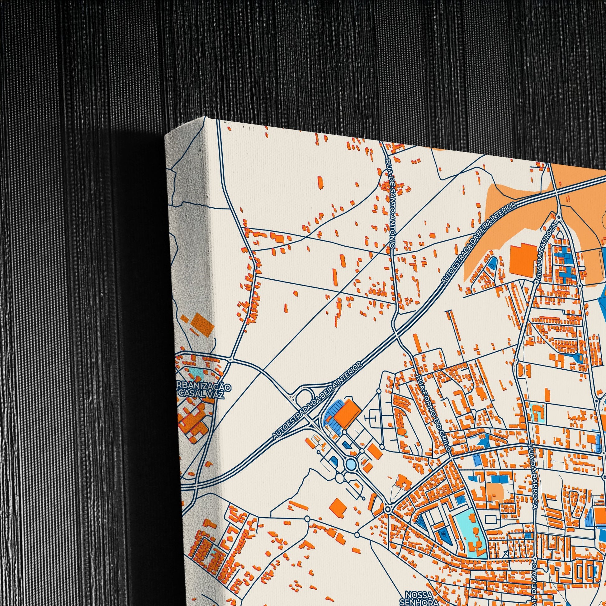 Entroncamento Portugal Colorful City Map Canvas Print Detail