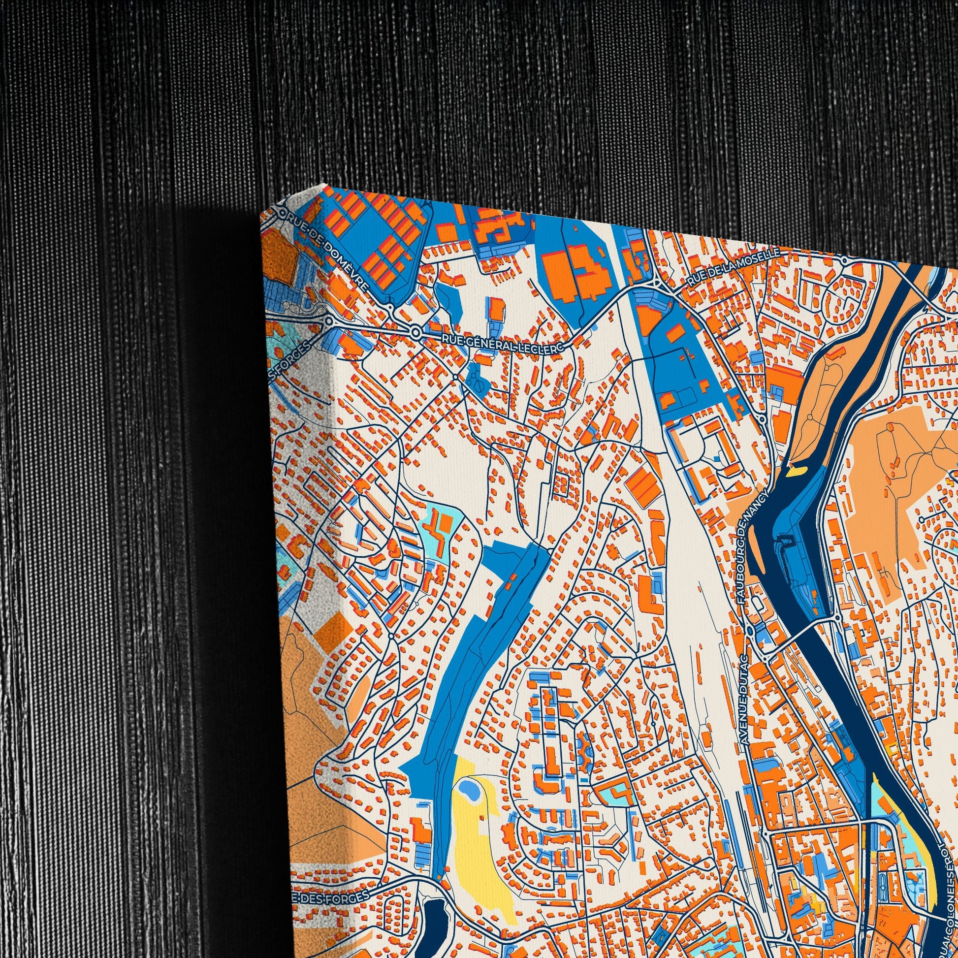 Épinal France Colorful City Map Canvas Print Detail
