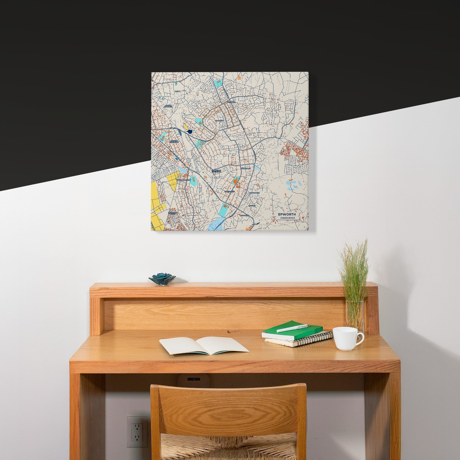 Epworth Zimbabwe Colorful City Map Canvas Print Scene