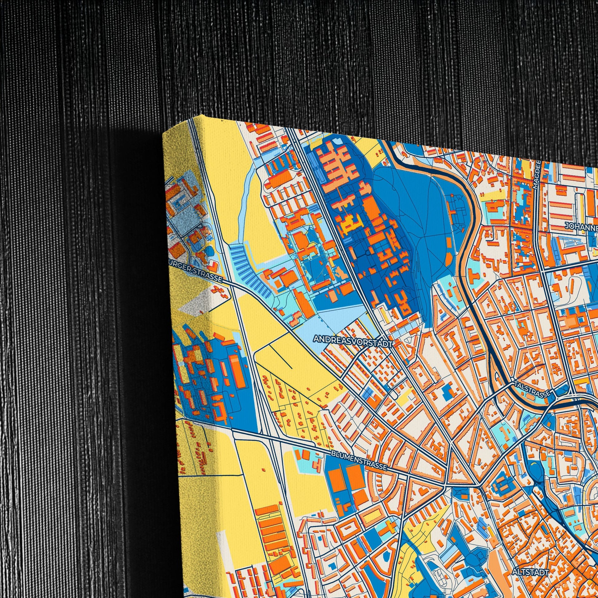 Erfurt Germany Colorful City Map Canvas Print Detail