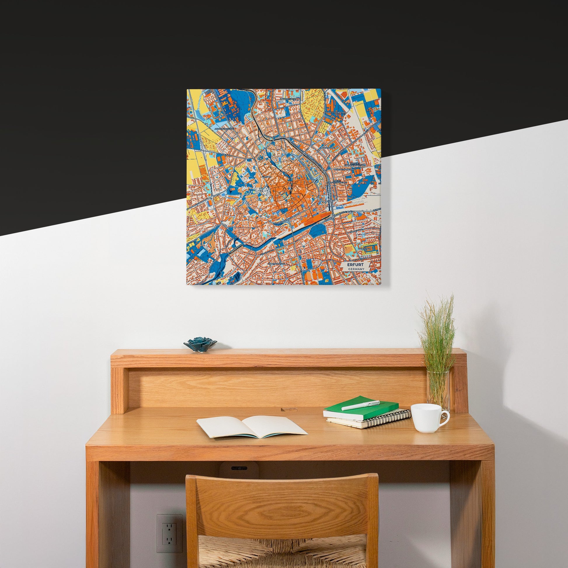 Erfurt Germany Colorful City Map Canvas Print Scene