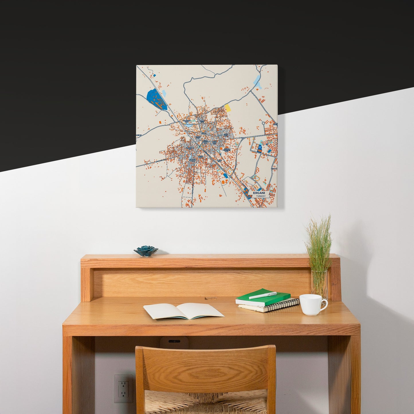 Ergani Turkey Colorful City Map Canvas Print Scene