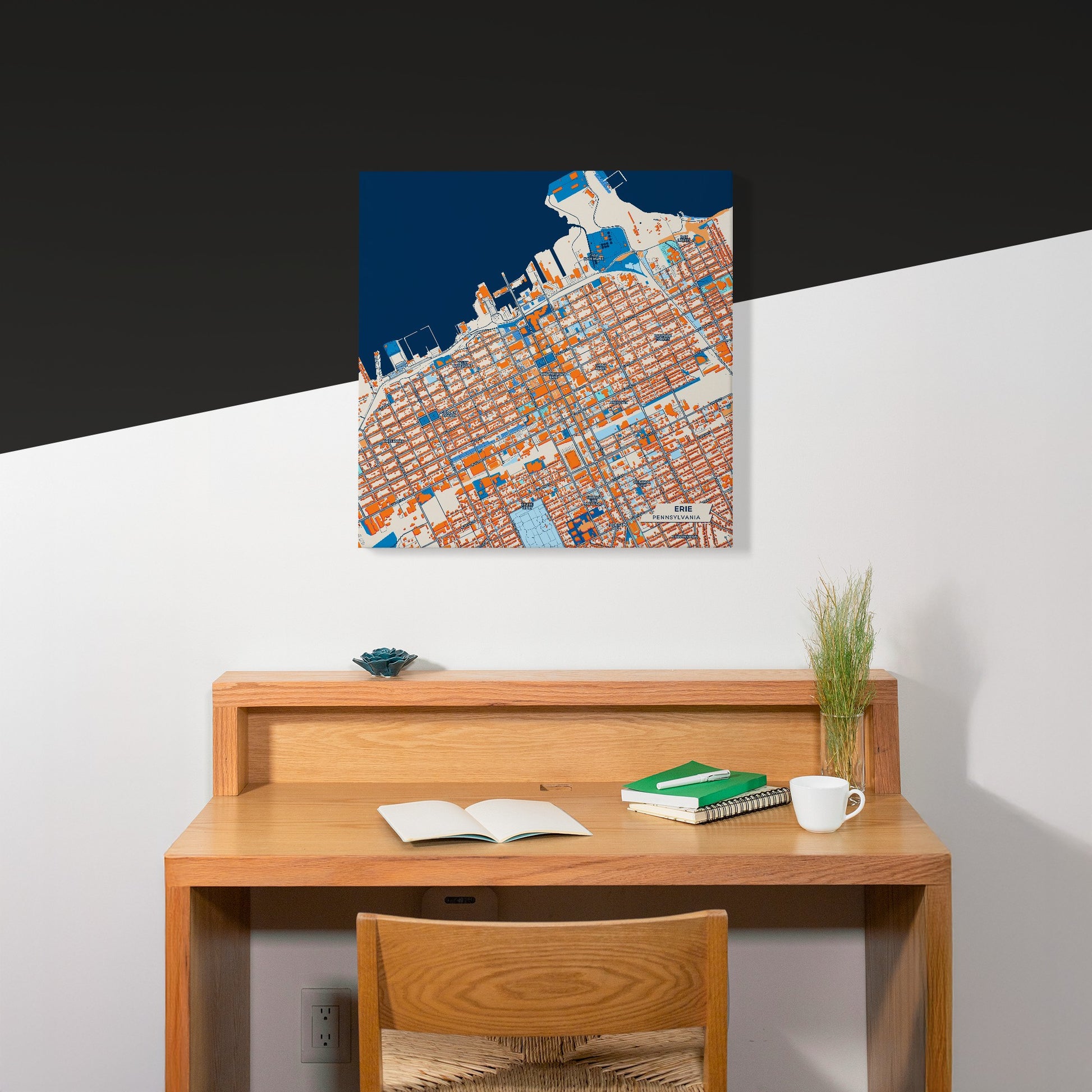 Erie Pennsylvania Colorful City Map Canvas Print Scene