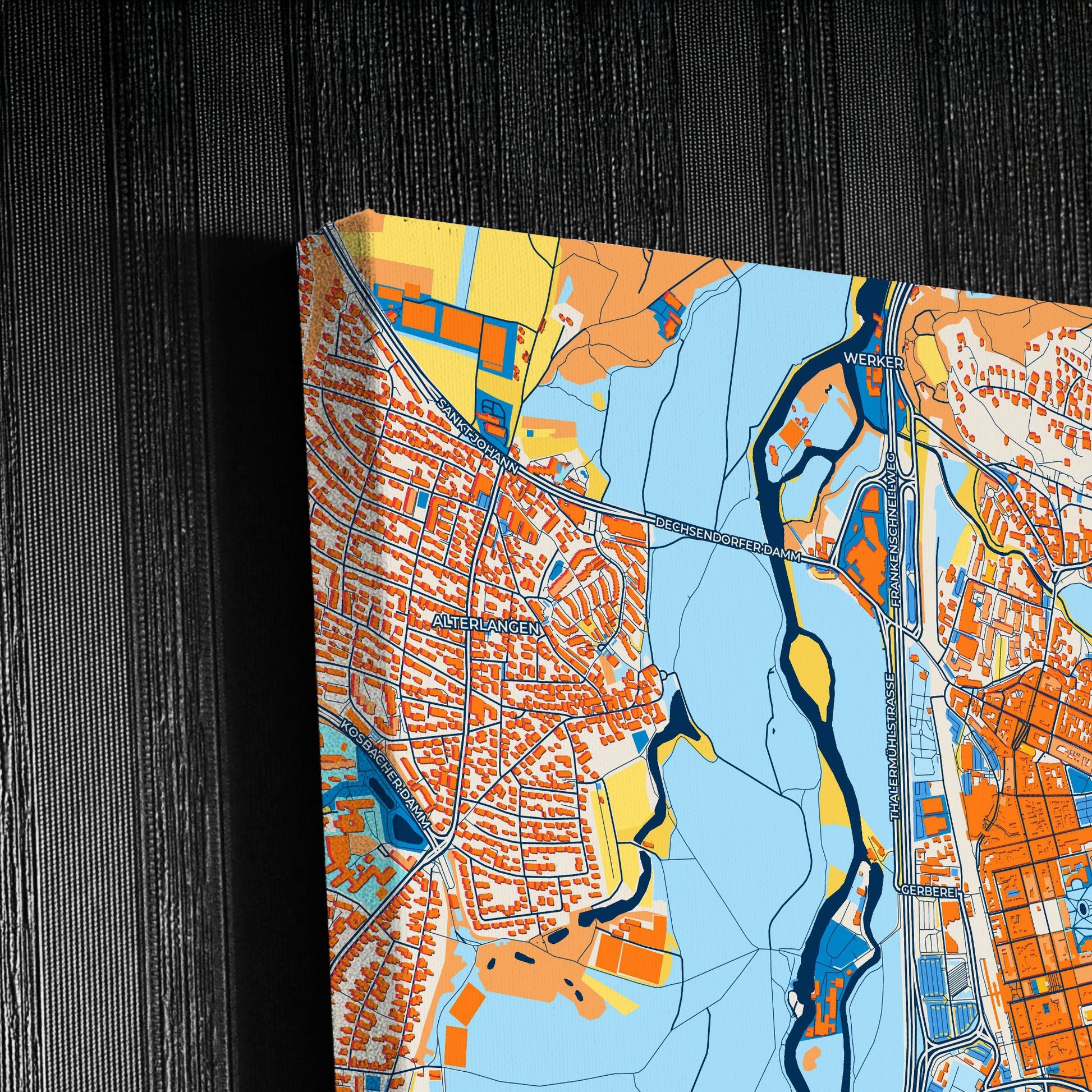 Erlangen Germany Colorful City Map Canvas Print Detail