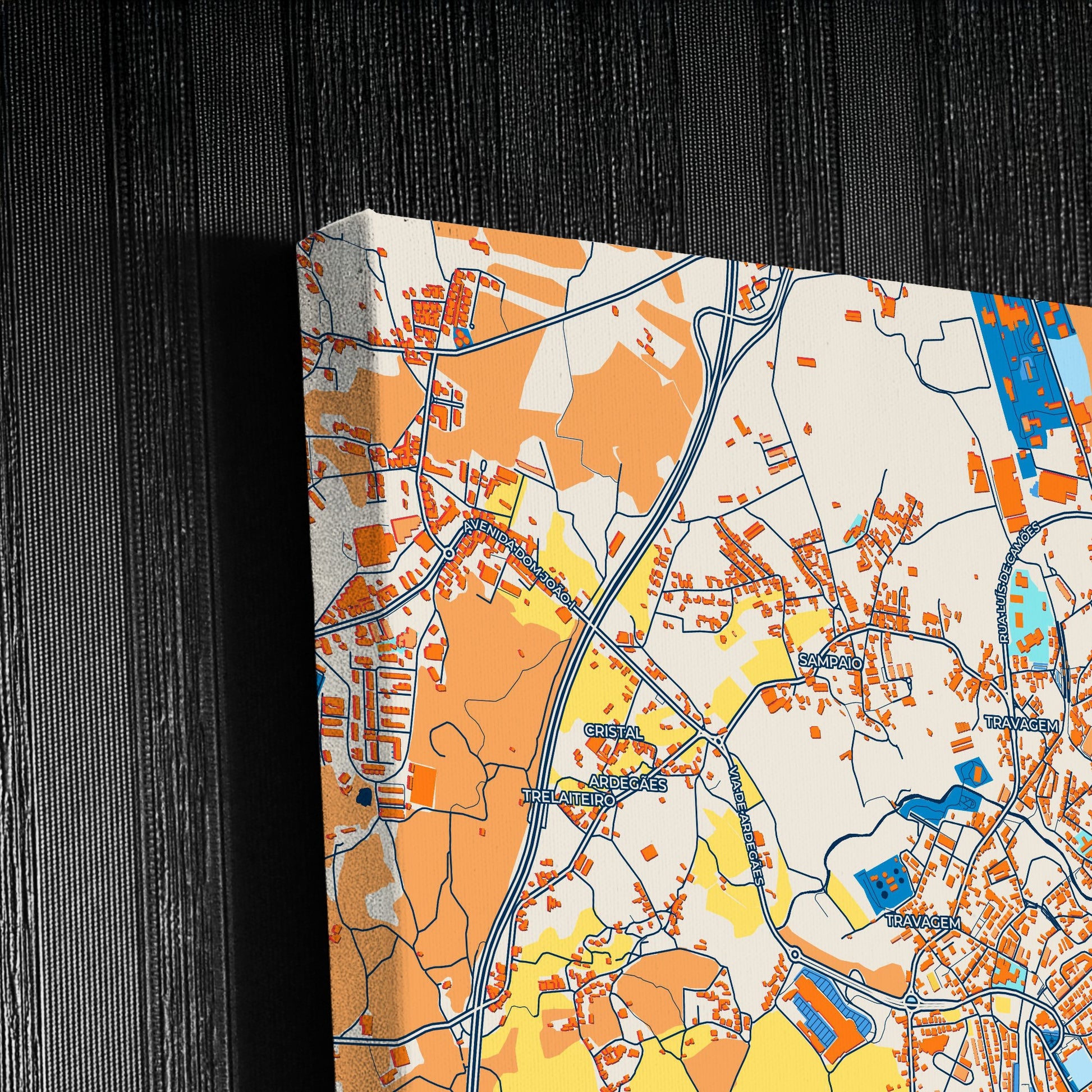 Ermesinde Portugal Colorful City Map Canvas Print Detail