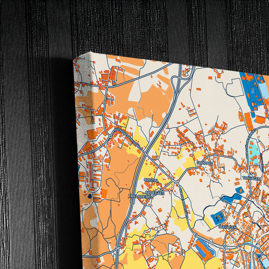 Ermesinde Portugal Colorful City Map Canvas Print Detail