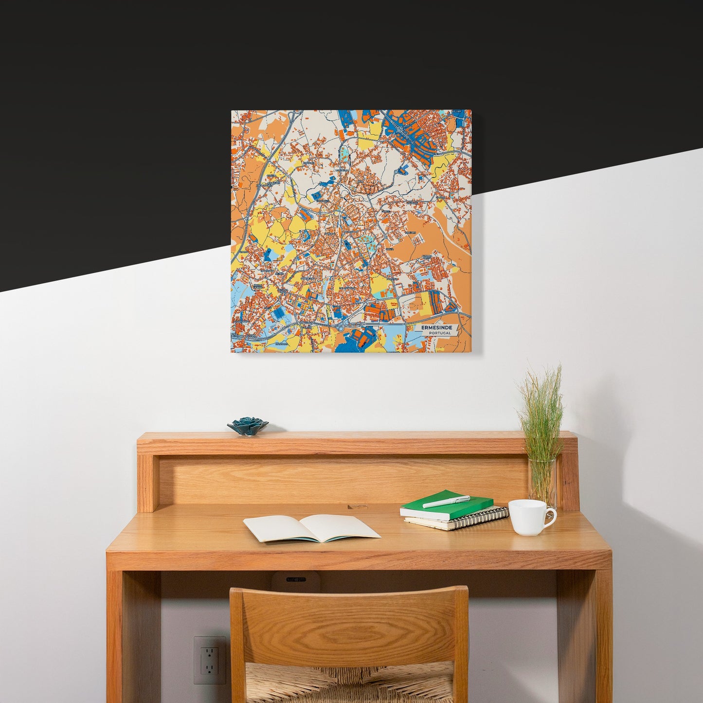 Ermesinde Portugal Colorful City Map Canvas Print Scene