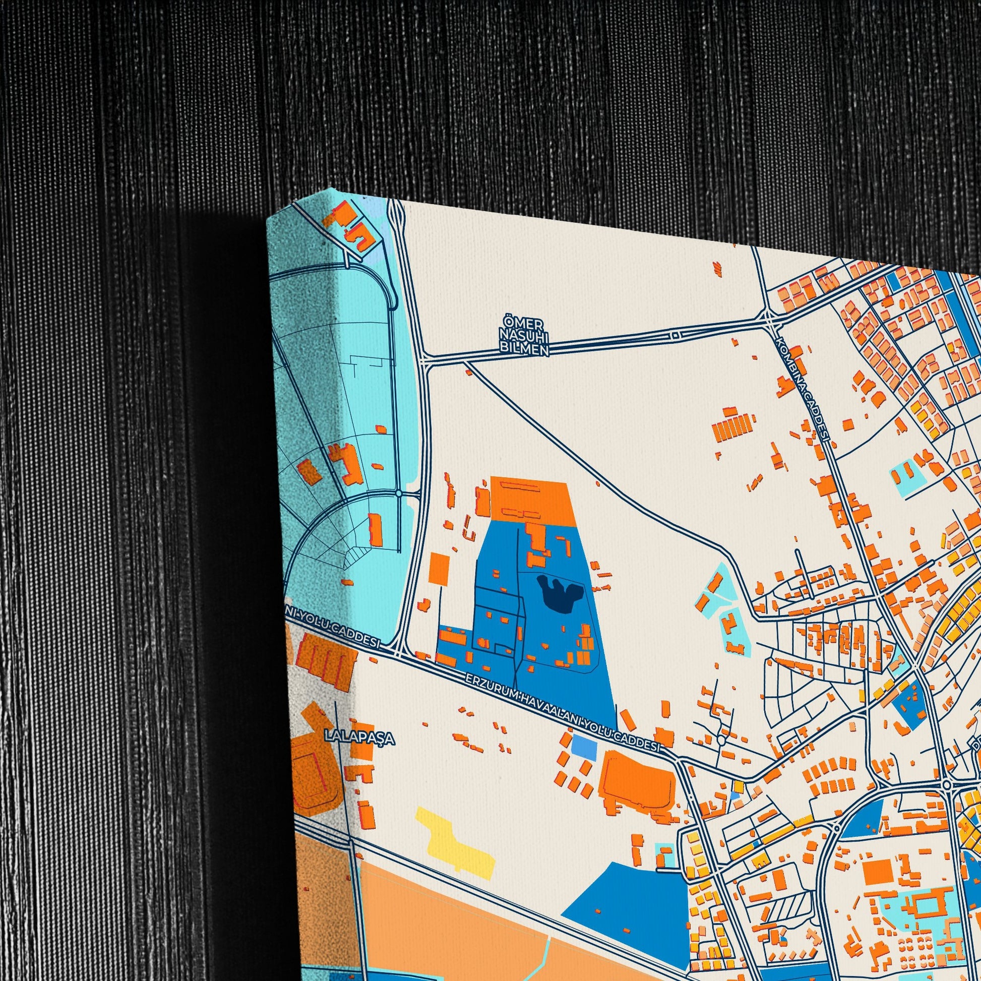Erzurum Turkey Colorful City Map Canvas Print Detail