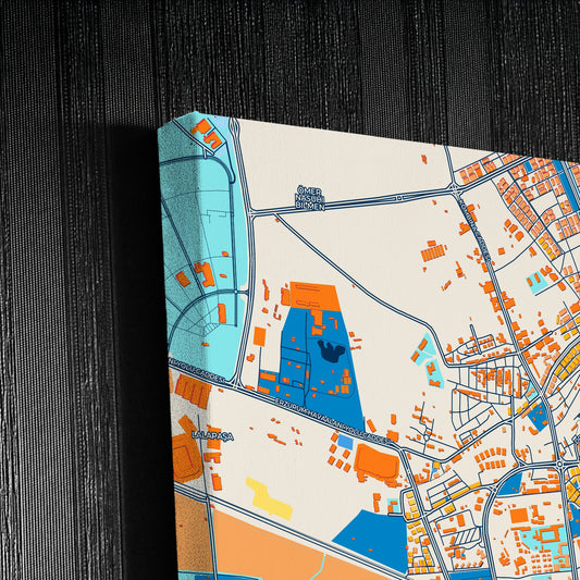 Erzurum Turkey Colorful City Map Canvas Print Detail