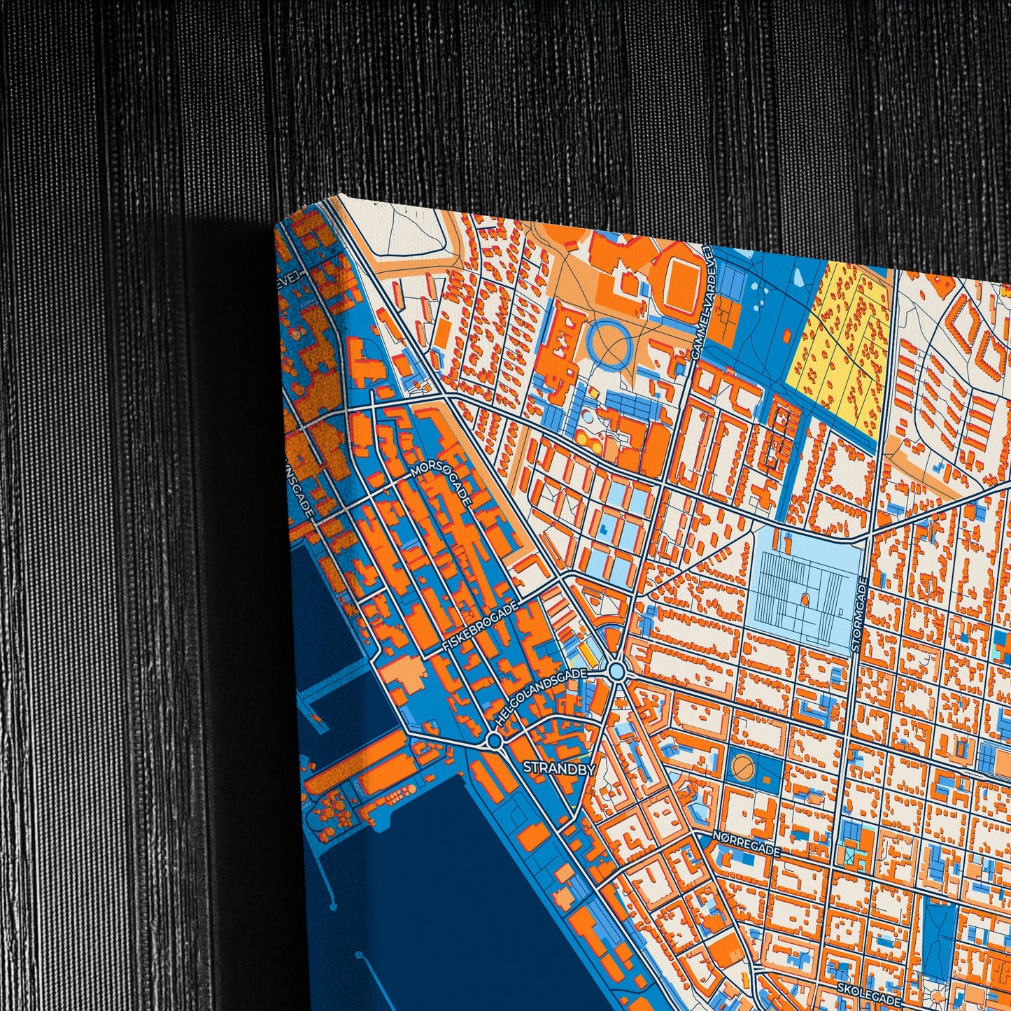 Esbjerg Denmark Colorful City Map Canvas Print Detail