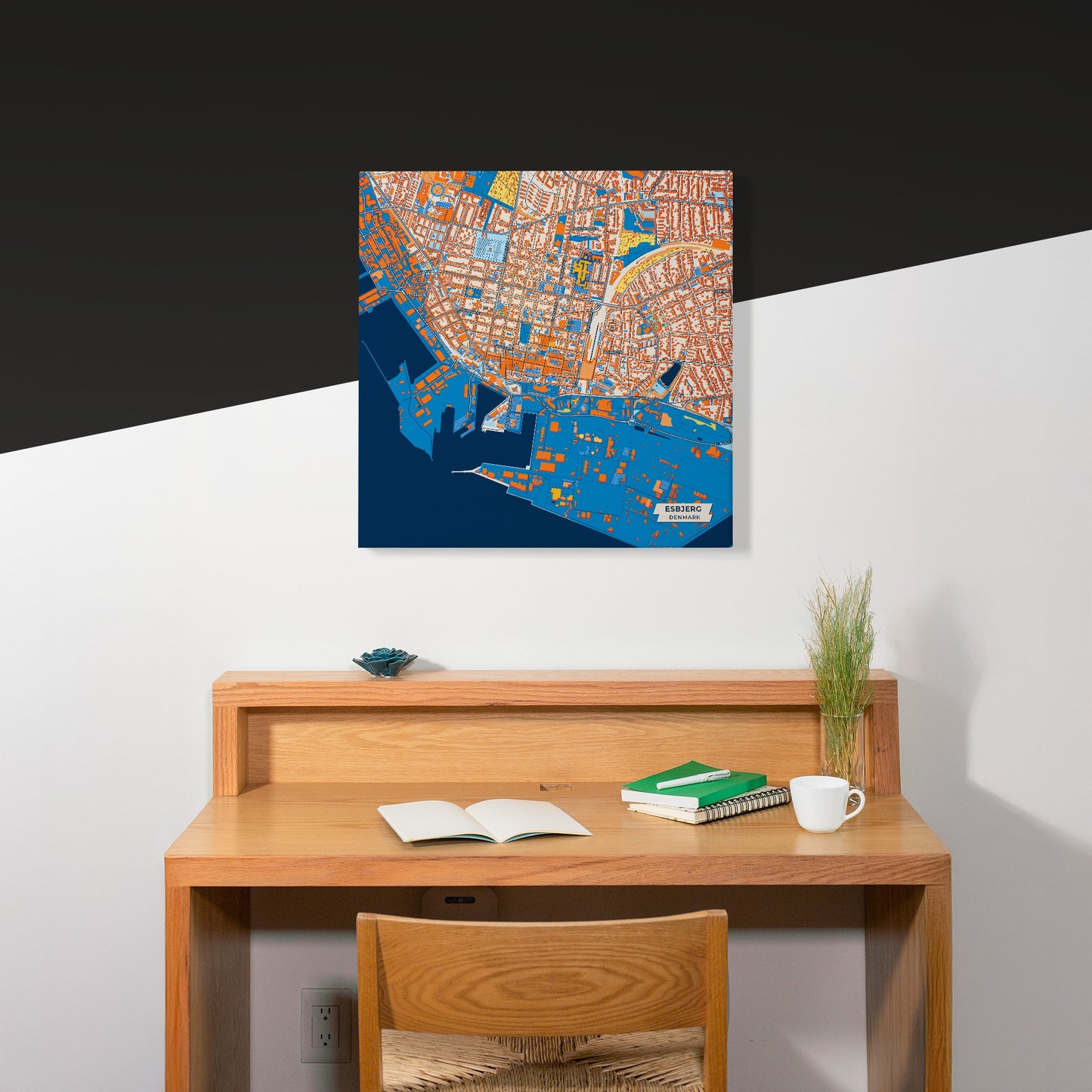 Esbjerg Denmark Colorful City Map Canvas Print Scene