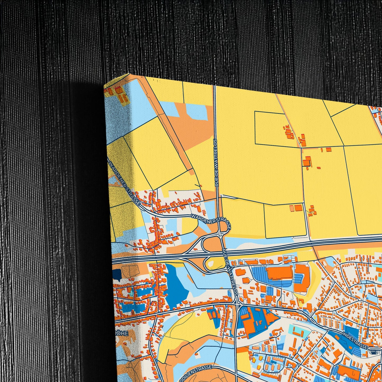 Eschweiler Germany Colorful City Map Canvas Print Detail