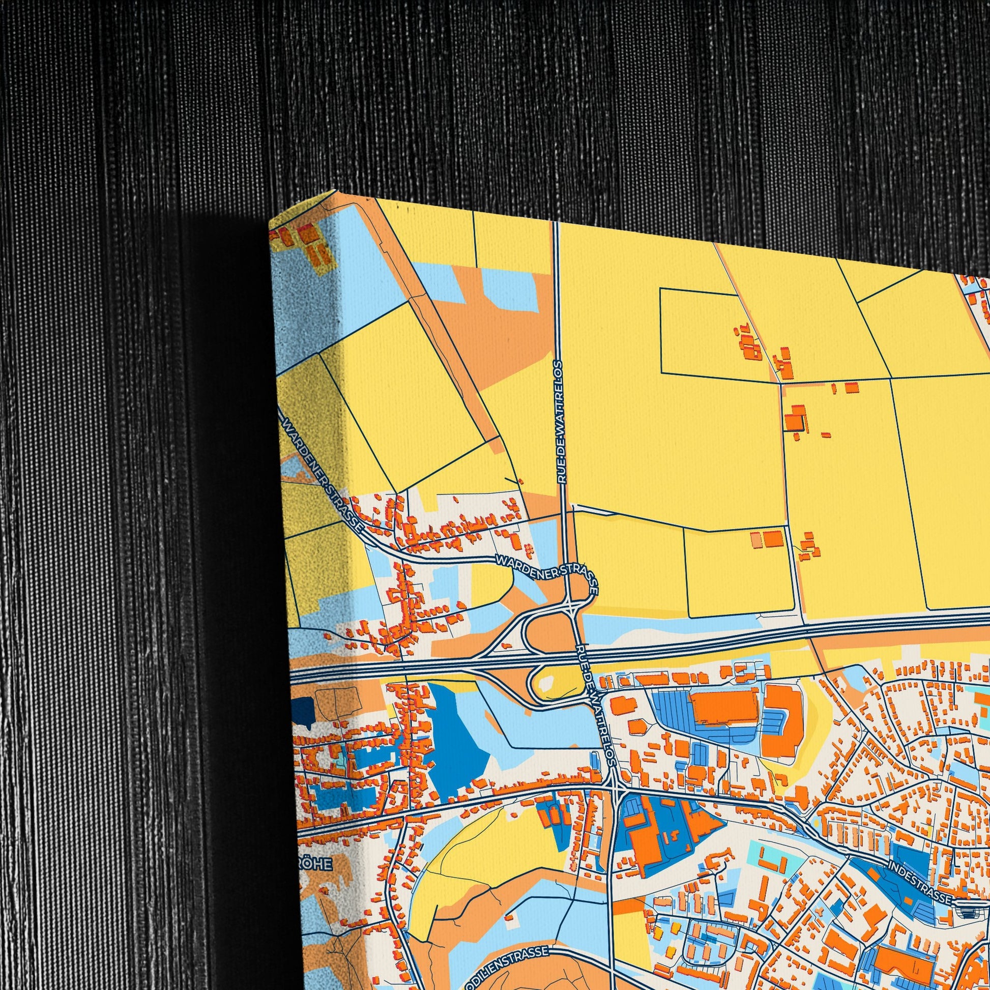 Eschweiler Germany Colorful City Map Canvas Print Detail