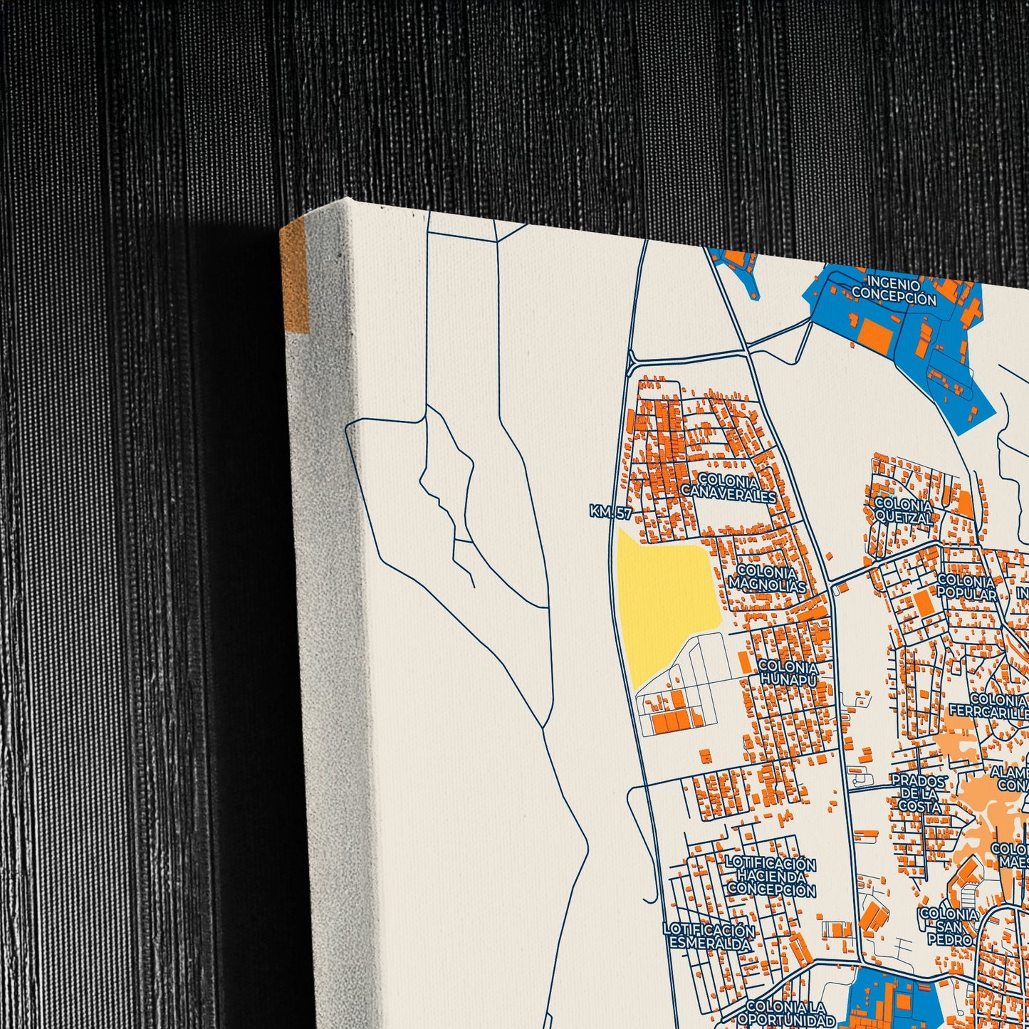 Escuintla Guatemala Colorful City Map Canvas Print Detail