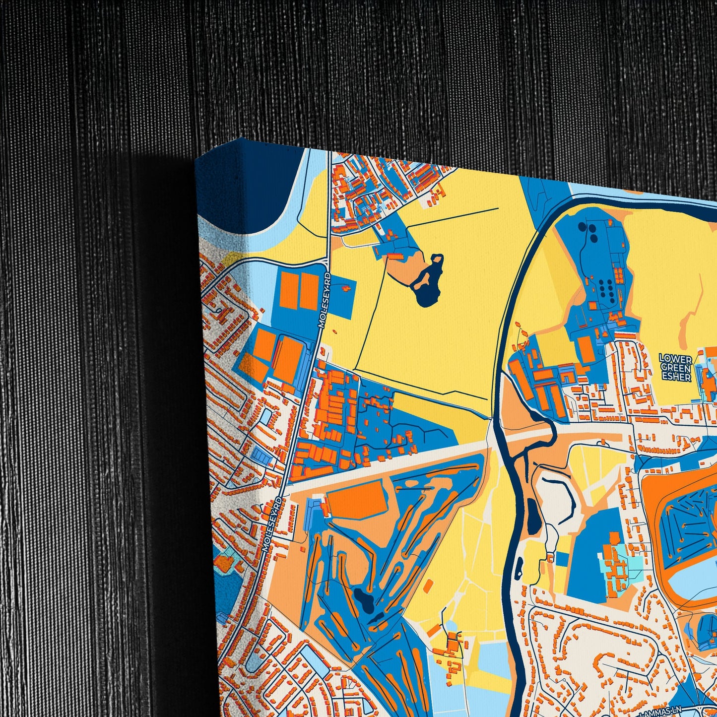 Esher England Colorful City Map Canvas Print Detail