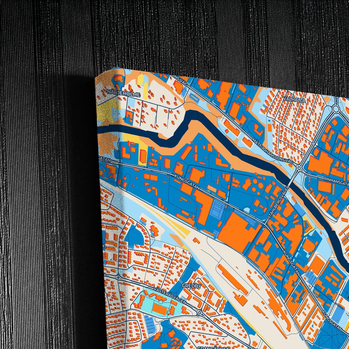 Eskilstuna Sweden Colorful City Map Canvas Print Detail