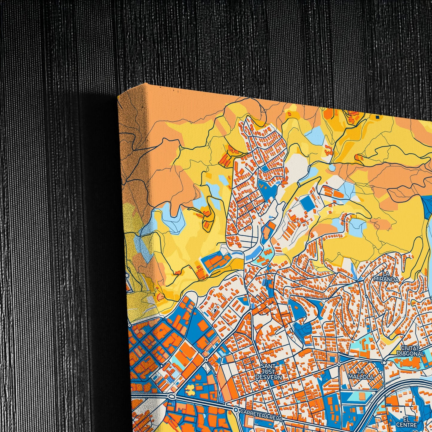 Esplugues De Llobregat Spain Colorful City Map Canvas Print Detail