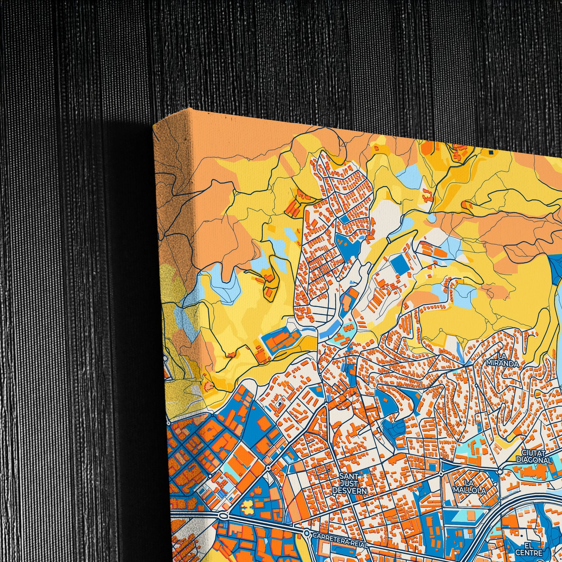 Esplugues De Llobregat Spain Colorful City Map Canvas Print Detail