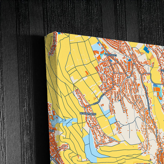 Esslingen Am Neckar Germany Colorful City Map Canvas Print Detail