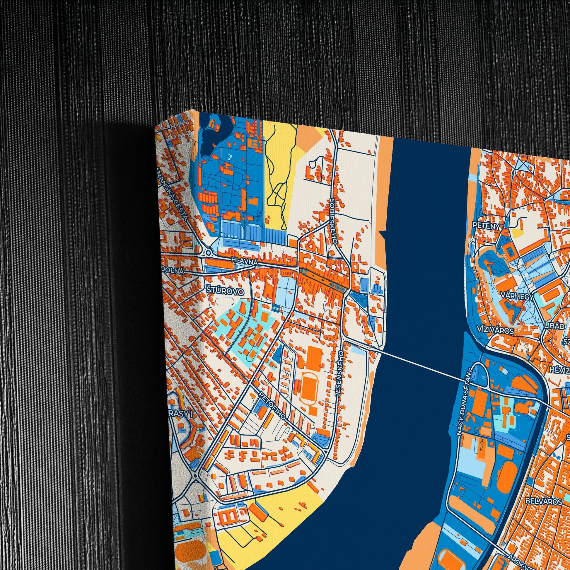 Esztergom Hungary Colorful City Map Canvas Print Detail