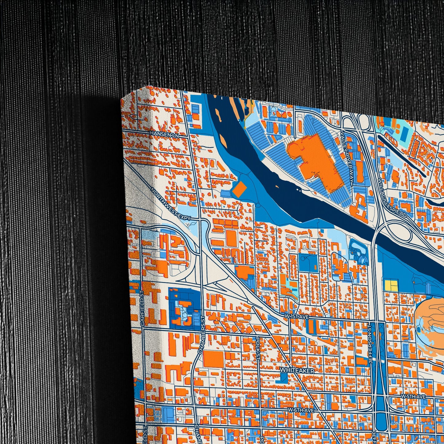 Eugene Oregon Colorful City Map Canvas Print Detail
