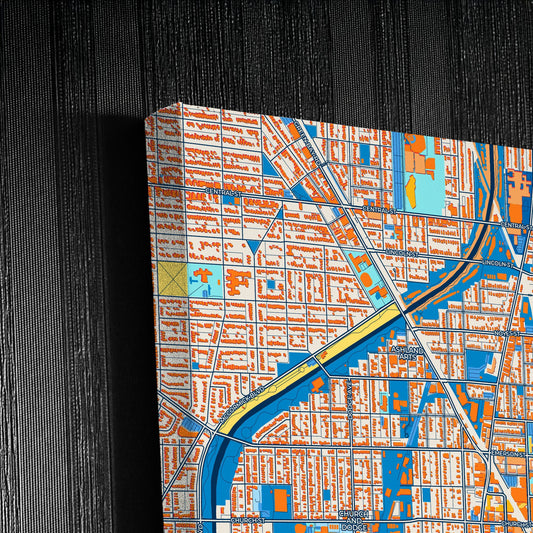 Evanston Illinois Colorful City Map Canvas Print Detail