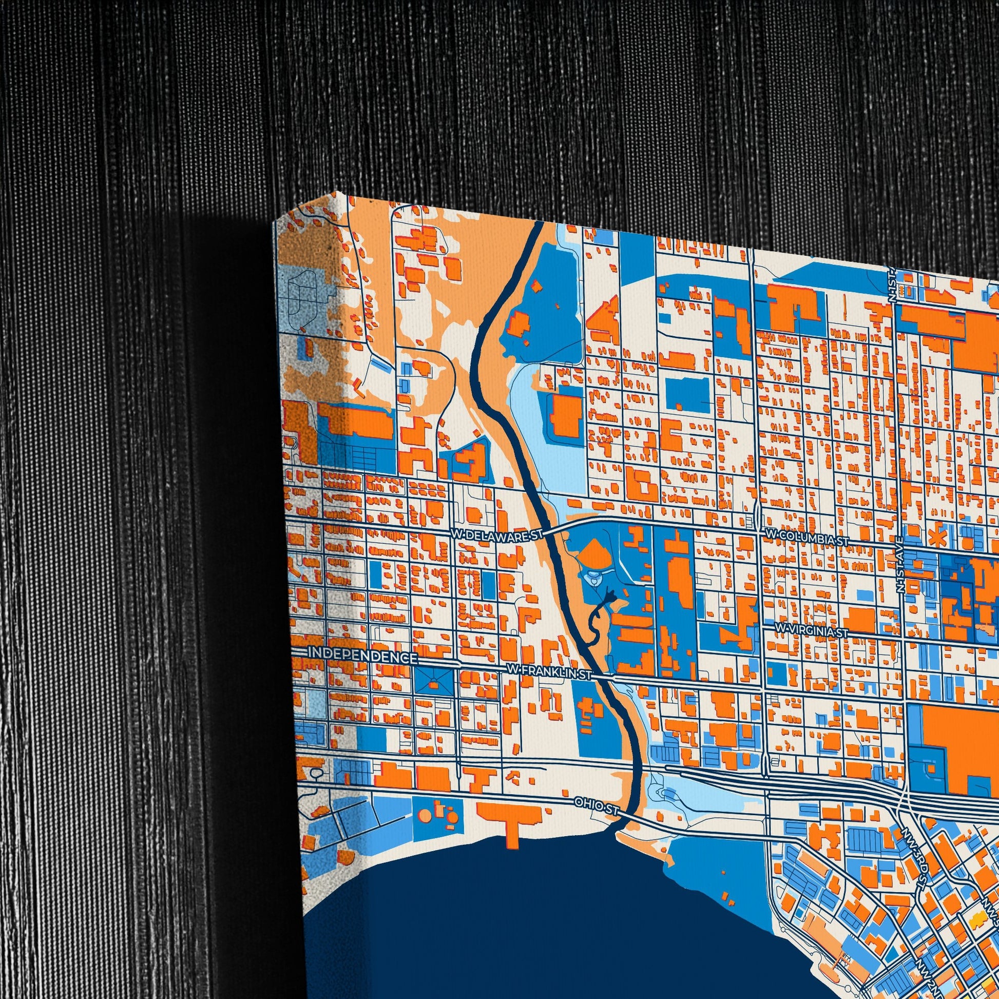 Evansville Indiana Colorful City Map Canvas Print Detail