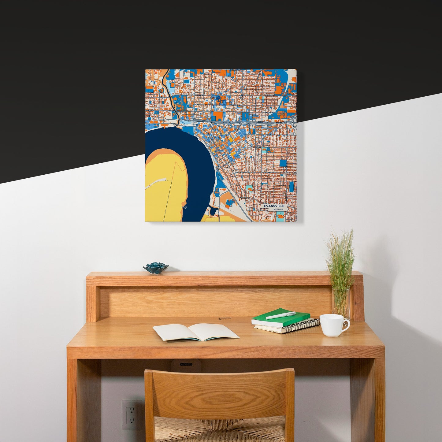 Evansville Indiana Colorful City Map Canvas Print Scene