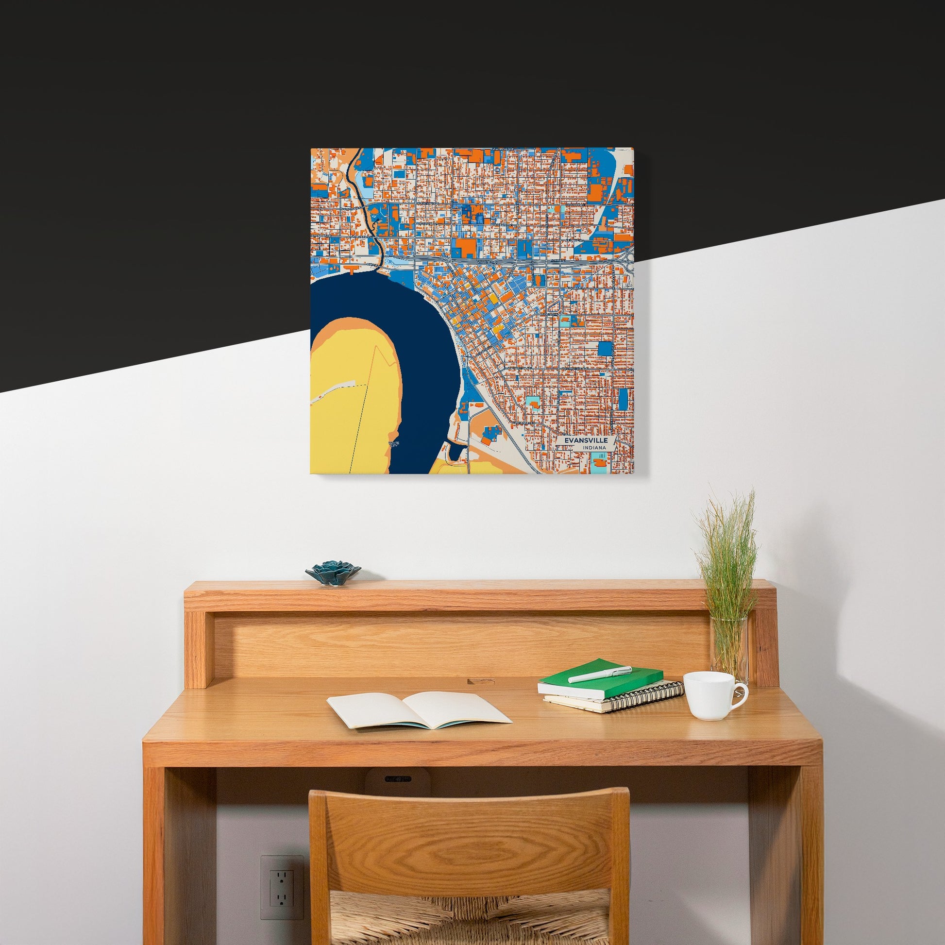 Evansville Indiana Colorful City Map Canvas Print Scene