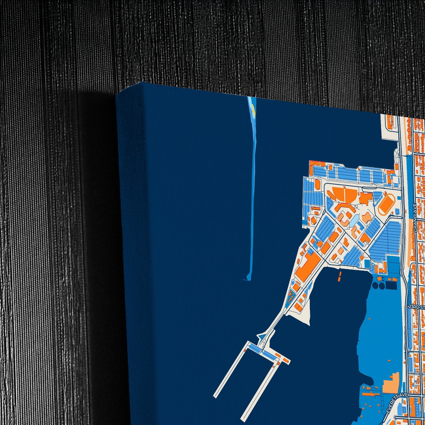 Everett Washington Colorful City Map Canvas Print Detail