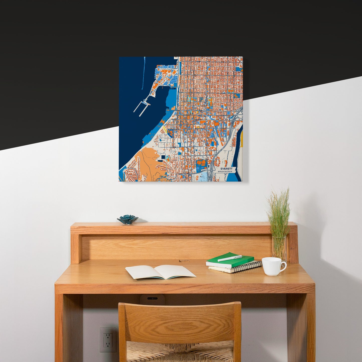 Everett Washington Colorful City Map Canvas Print Scene