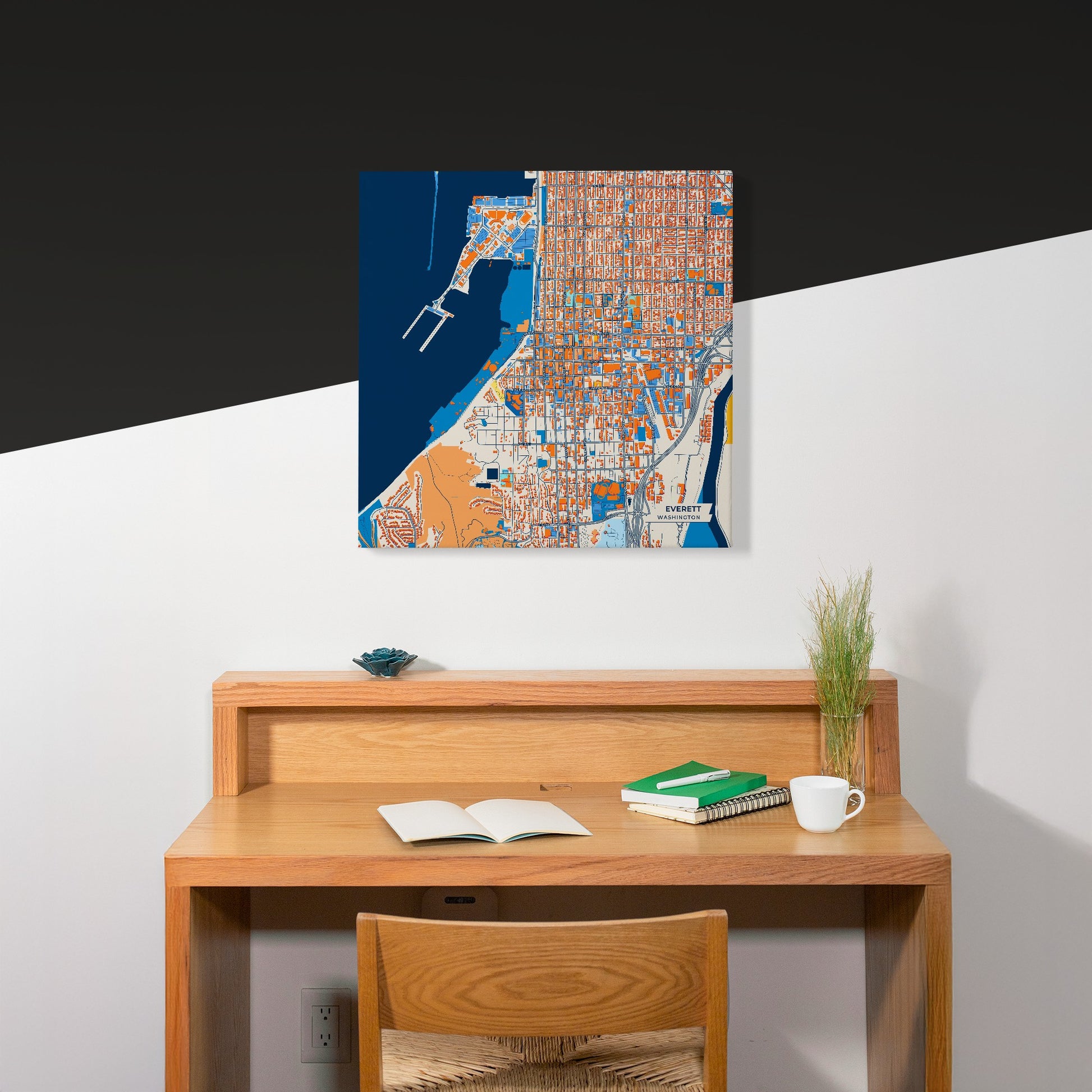 Everett Washington Colorful City Map Canvas Print Scene