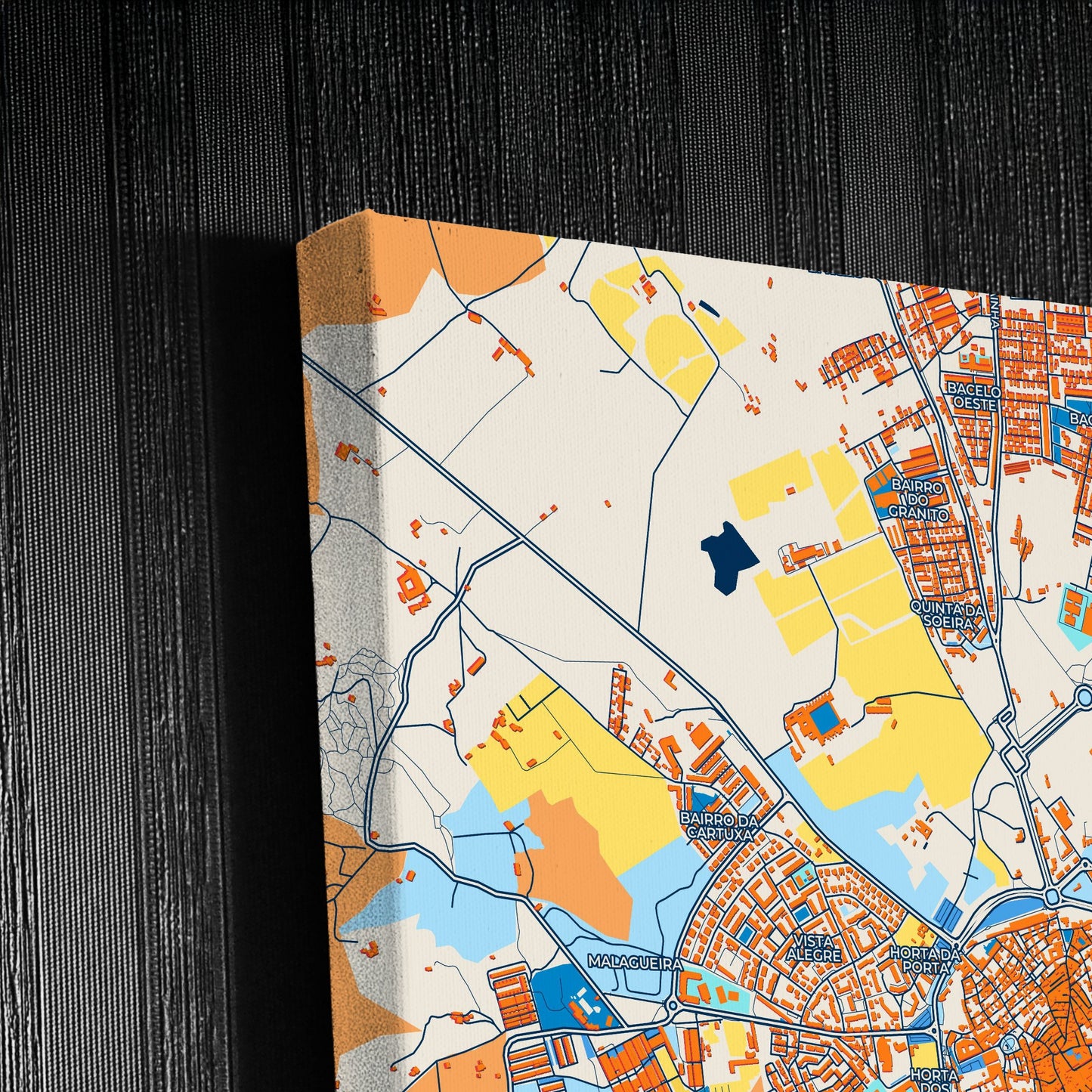 Évora Portugal Colorful City Map Canvas Print Detail