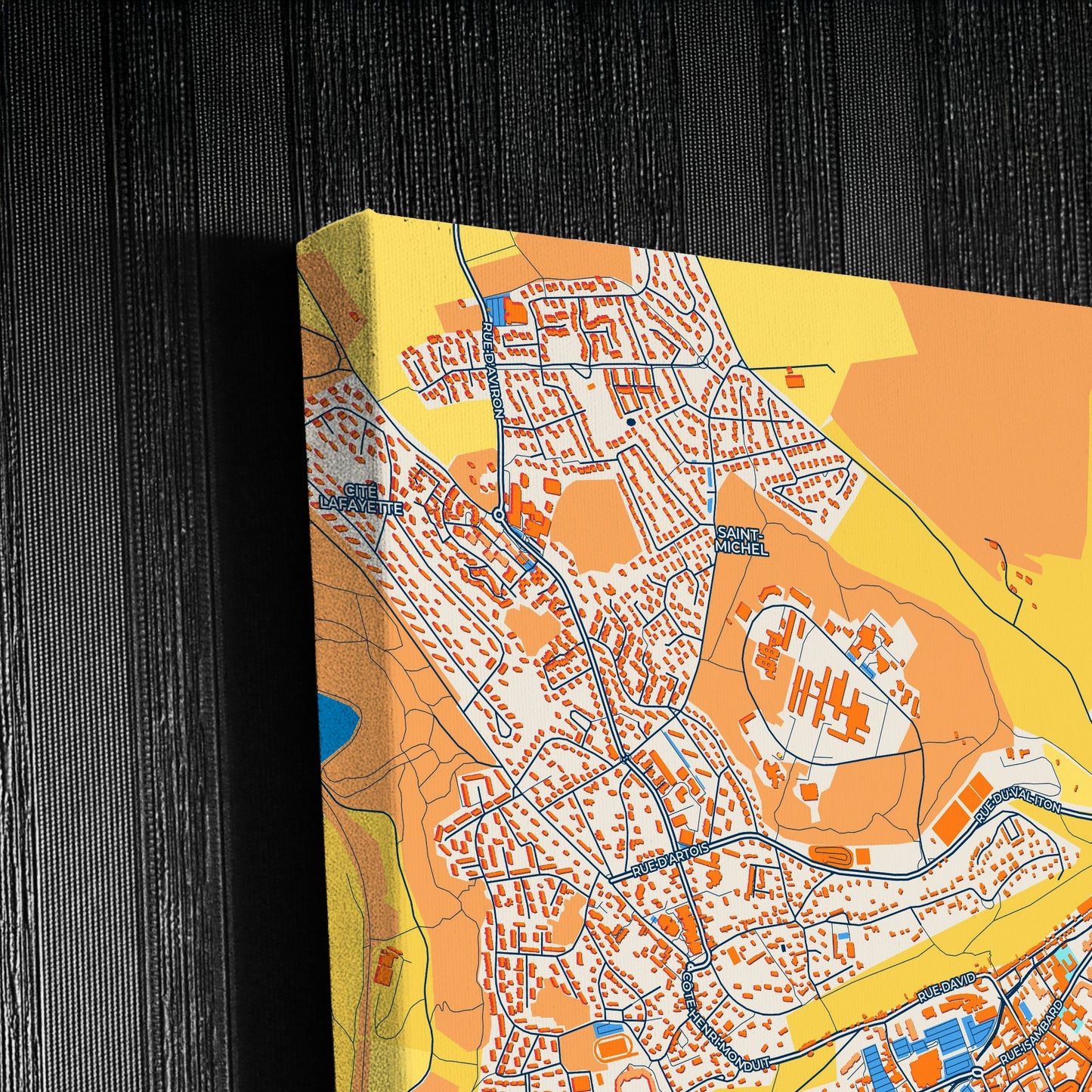 Évreux France Colorful City Map Canvas Print Detail