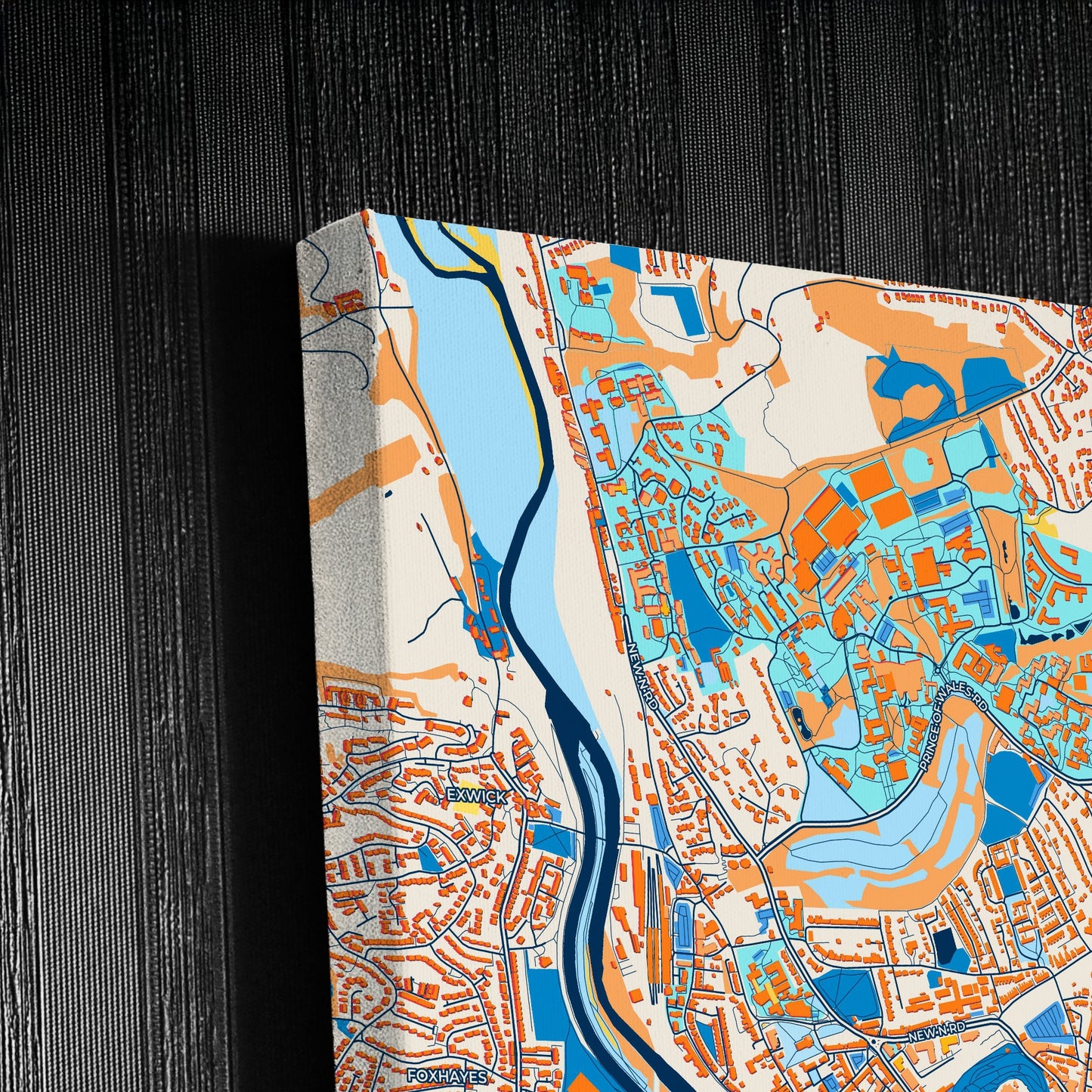 Exeter England Colorful City Map Canvas Print Detail