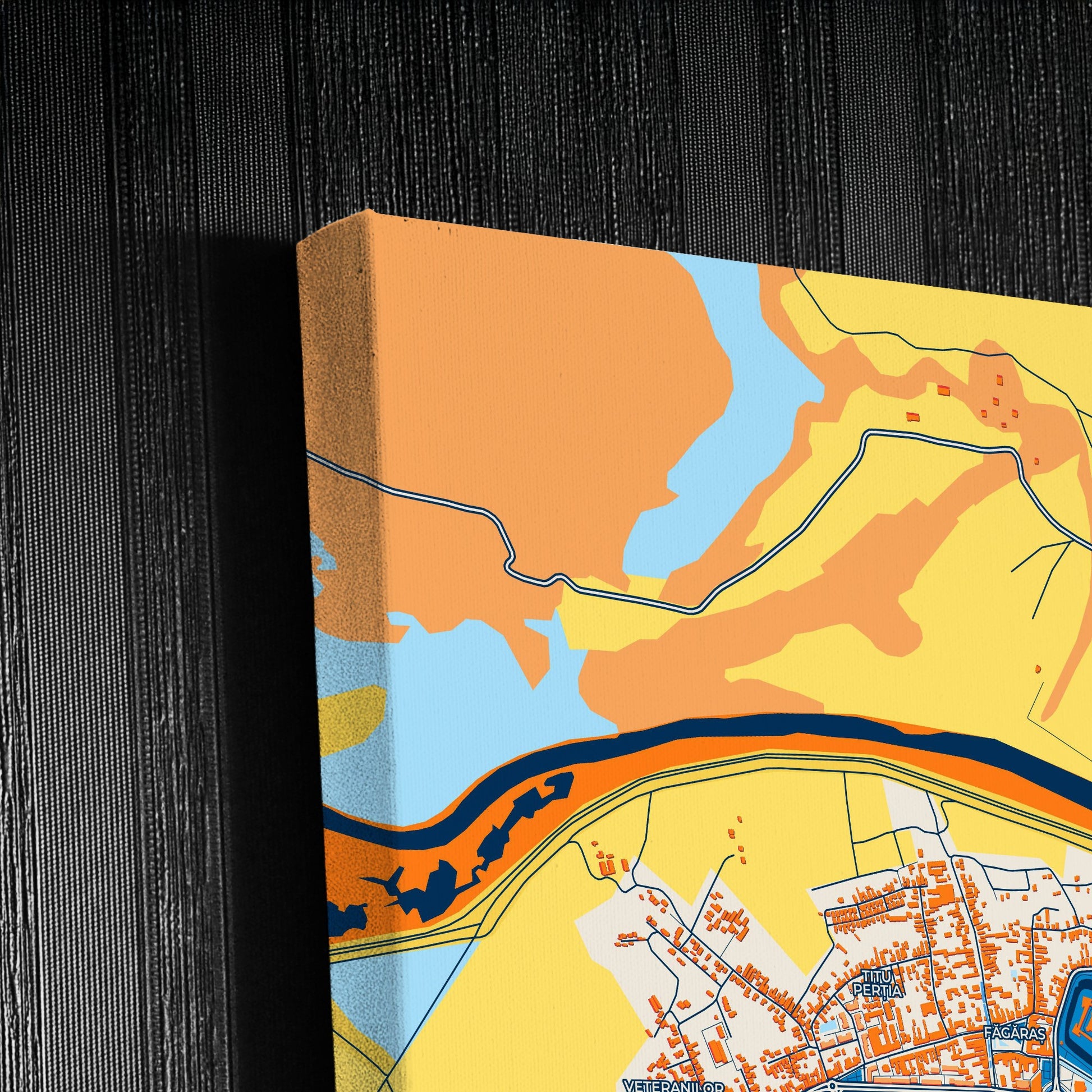 Făgăraș Romania Colorful City Map Canvas Print Detail
