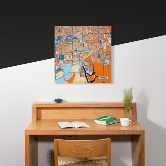 Fairfield California Colorful City Map Canvas Print Scene