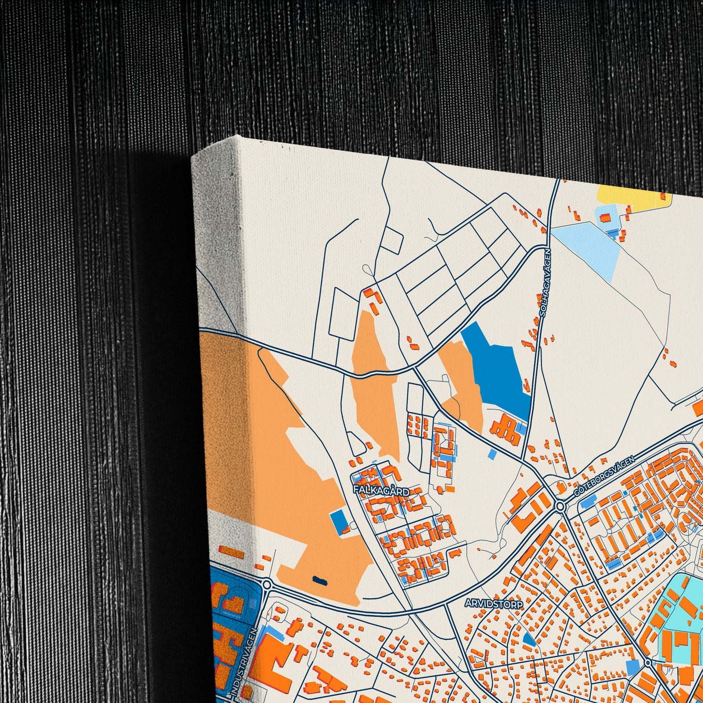 Falkenberg Sweden Colorful City Map Canvas Print Detail
