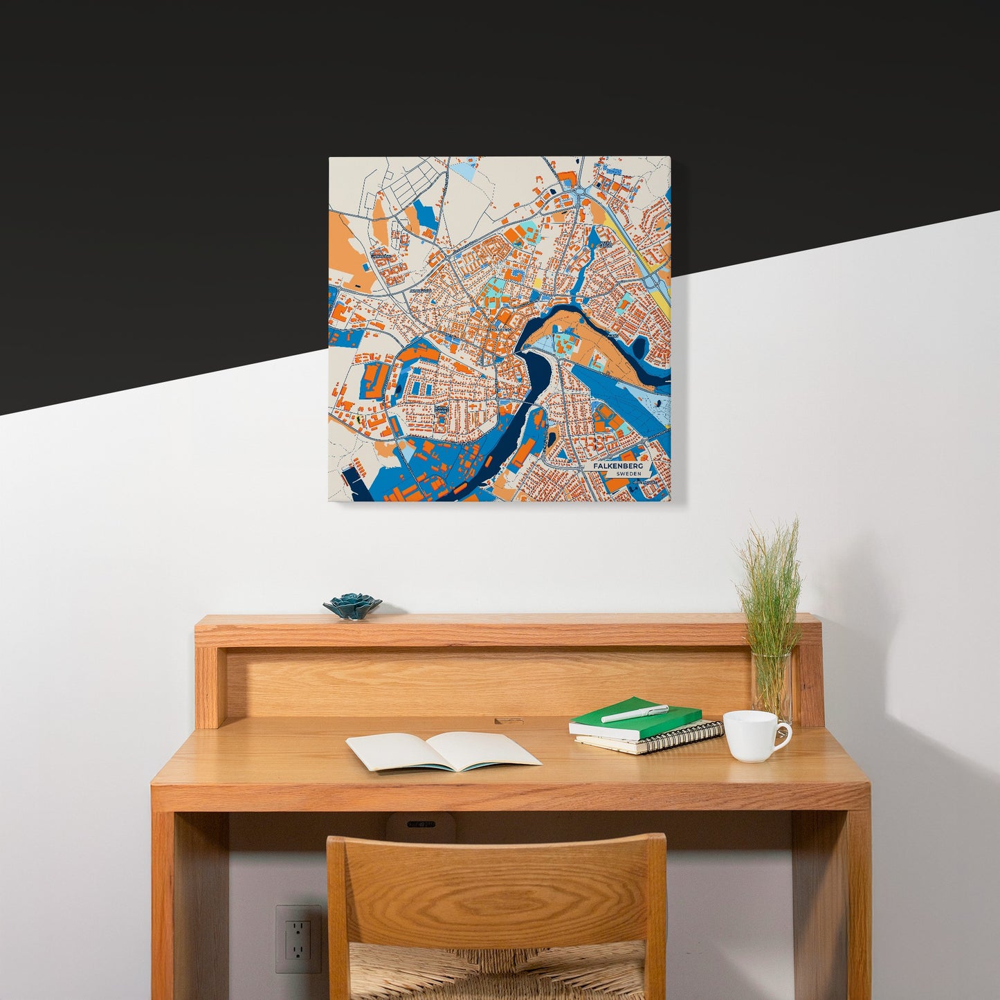 Falkenberg Sweden Colorful City Map Canvas Print Scene