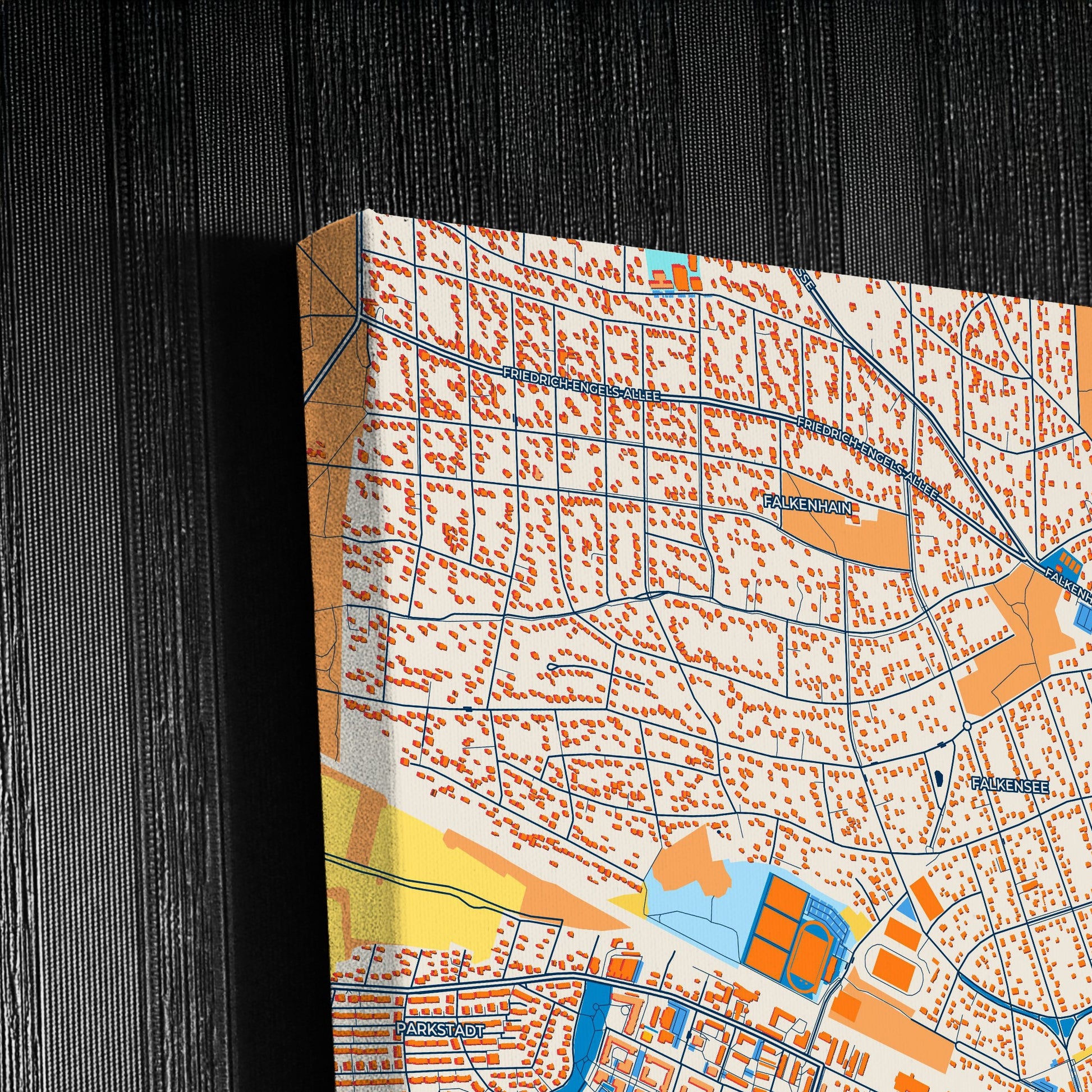 Falkensee Germany Colorful City Map Canvas Print Detail