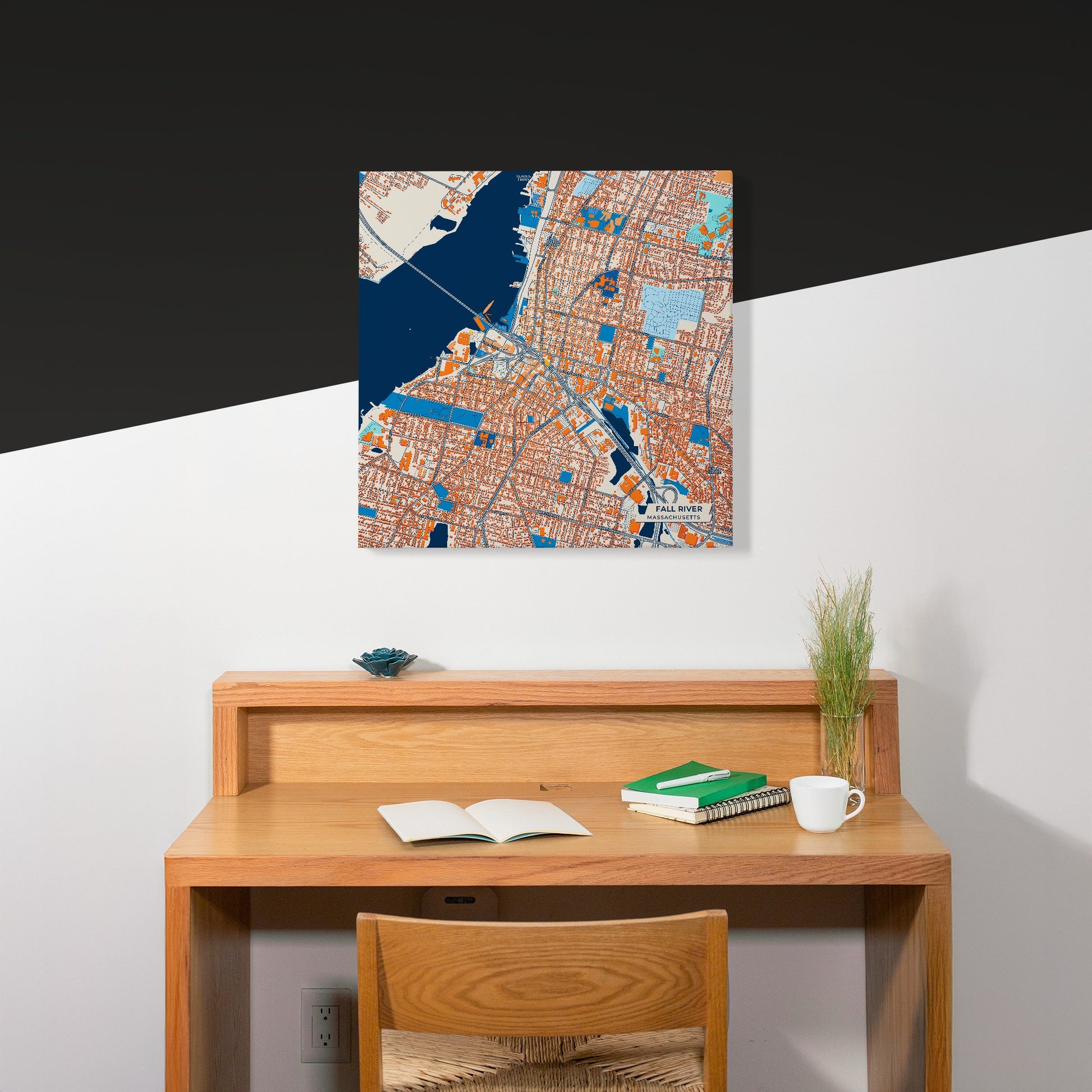 Fall River Massachusetts Colorful City Map Canvas Print Scene