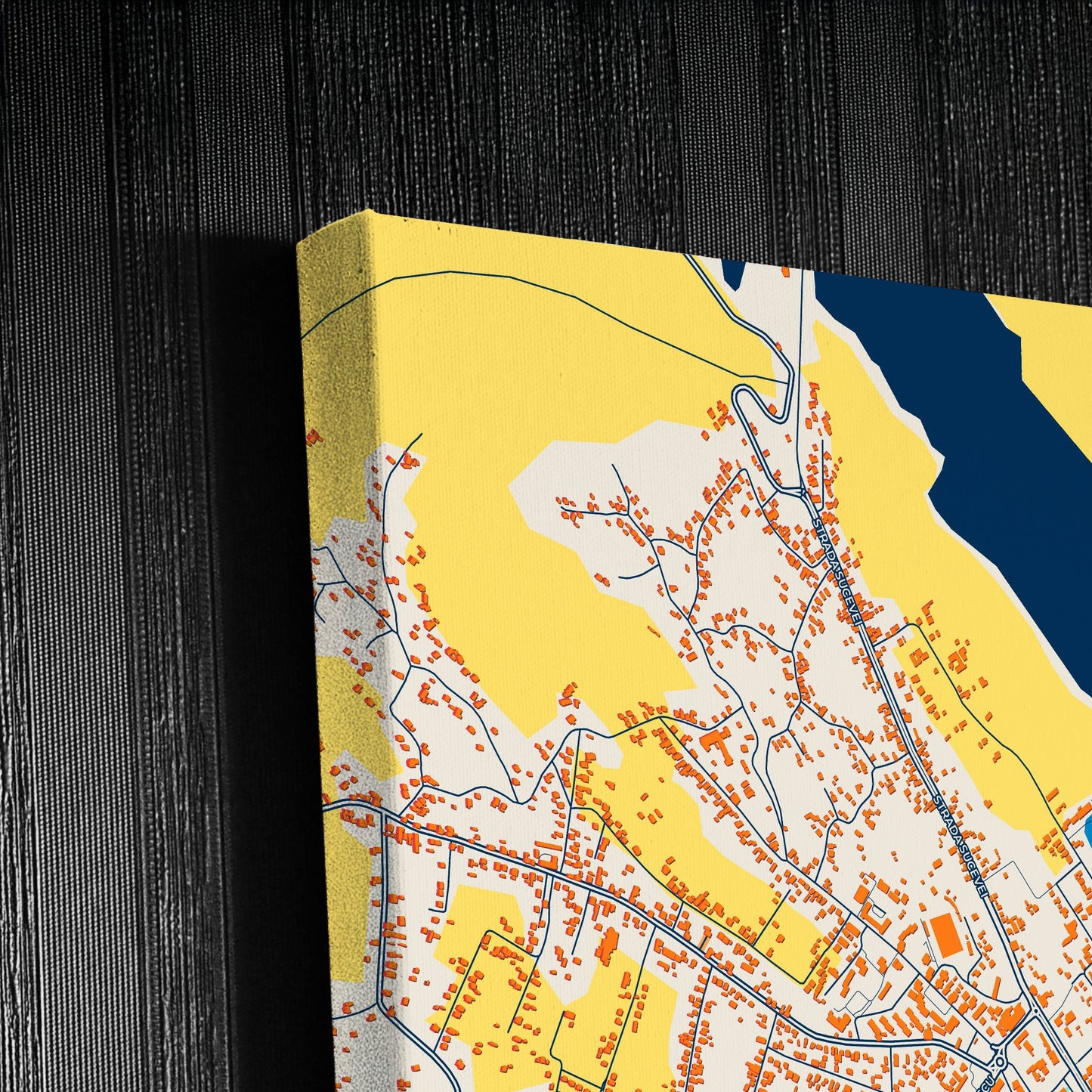 Fălticeni Romania Colorful City Map Canvas Print Detail