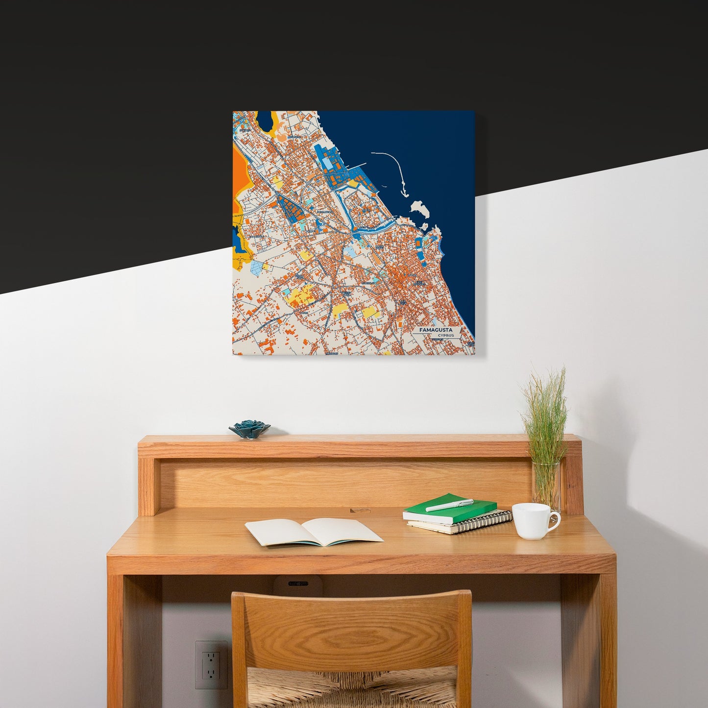 Famagusta   Cyprus Colorful City Map Canvas Print Scene