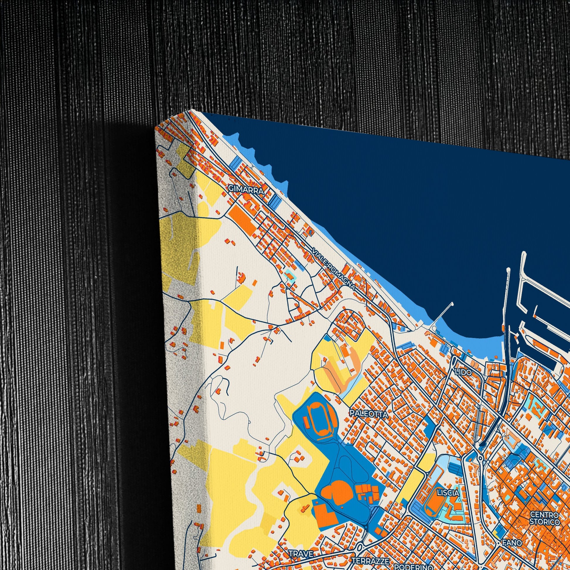 Fano Italy Colorful City Map Canvas Print Detail