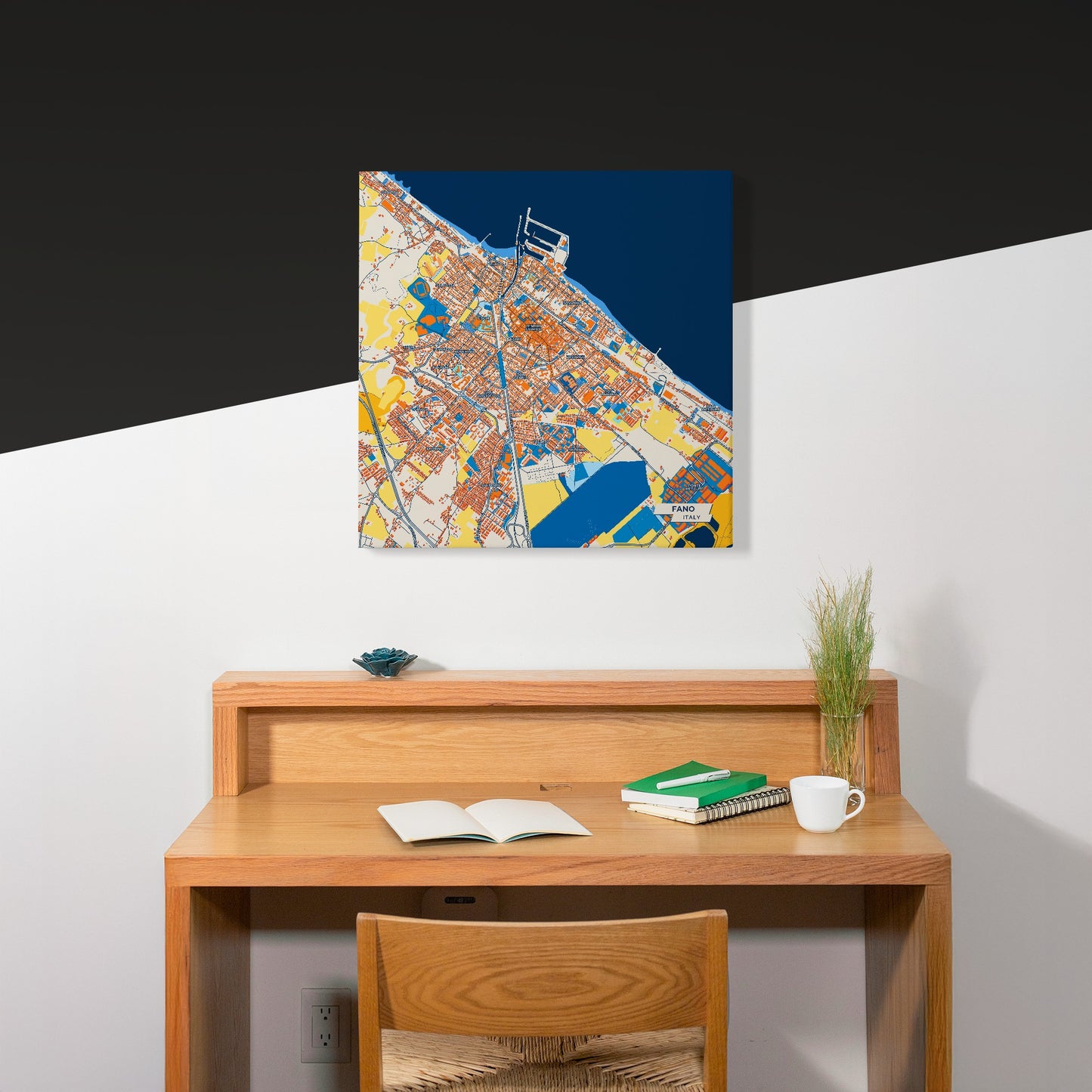 Fano Italy Colorful City Map Canvas Print Scene