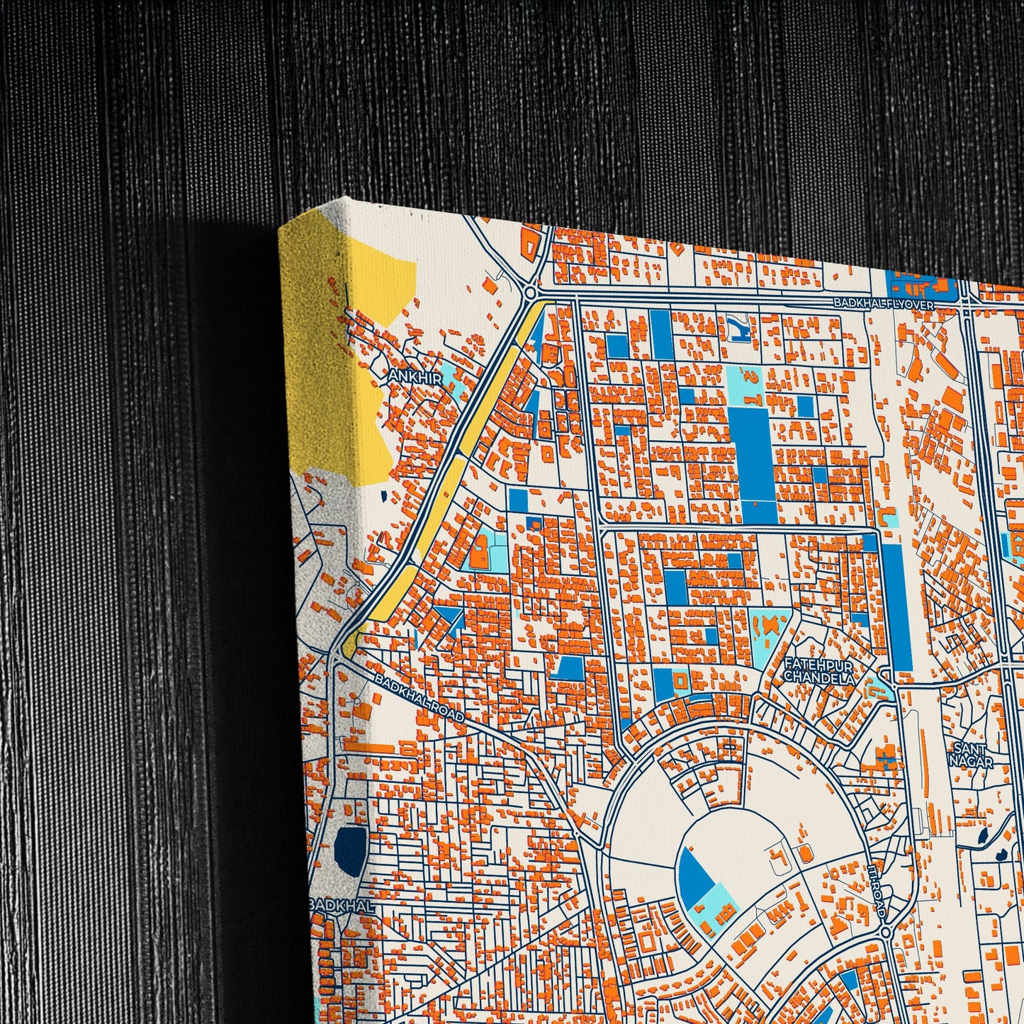 Faridabad India Colorful City Map Canvas Print Detail