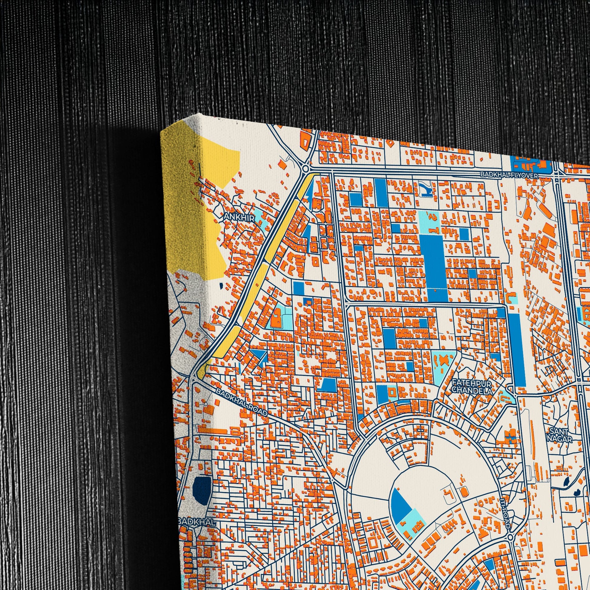 Faridabad India Colorful City Map Canvas Print Detail