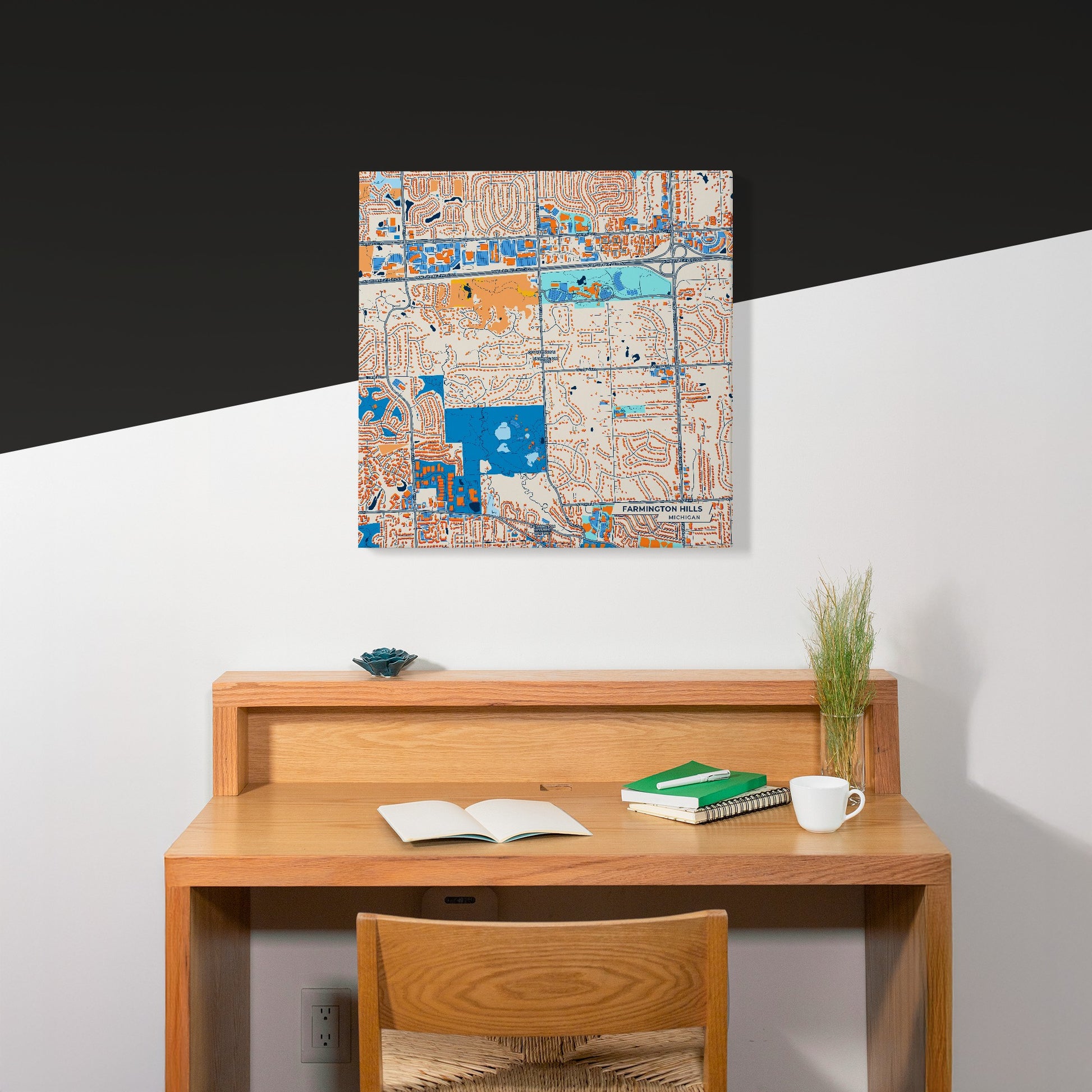 Farmington Hills Michigan Colorful City Map Canvas Print Scene