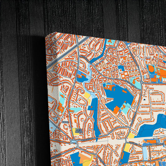 Farnborough England Colorful City Map Canvas Print Detail