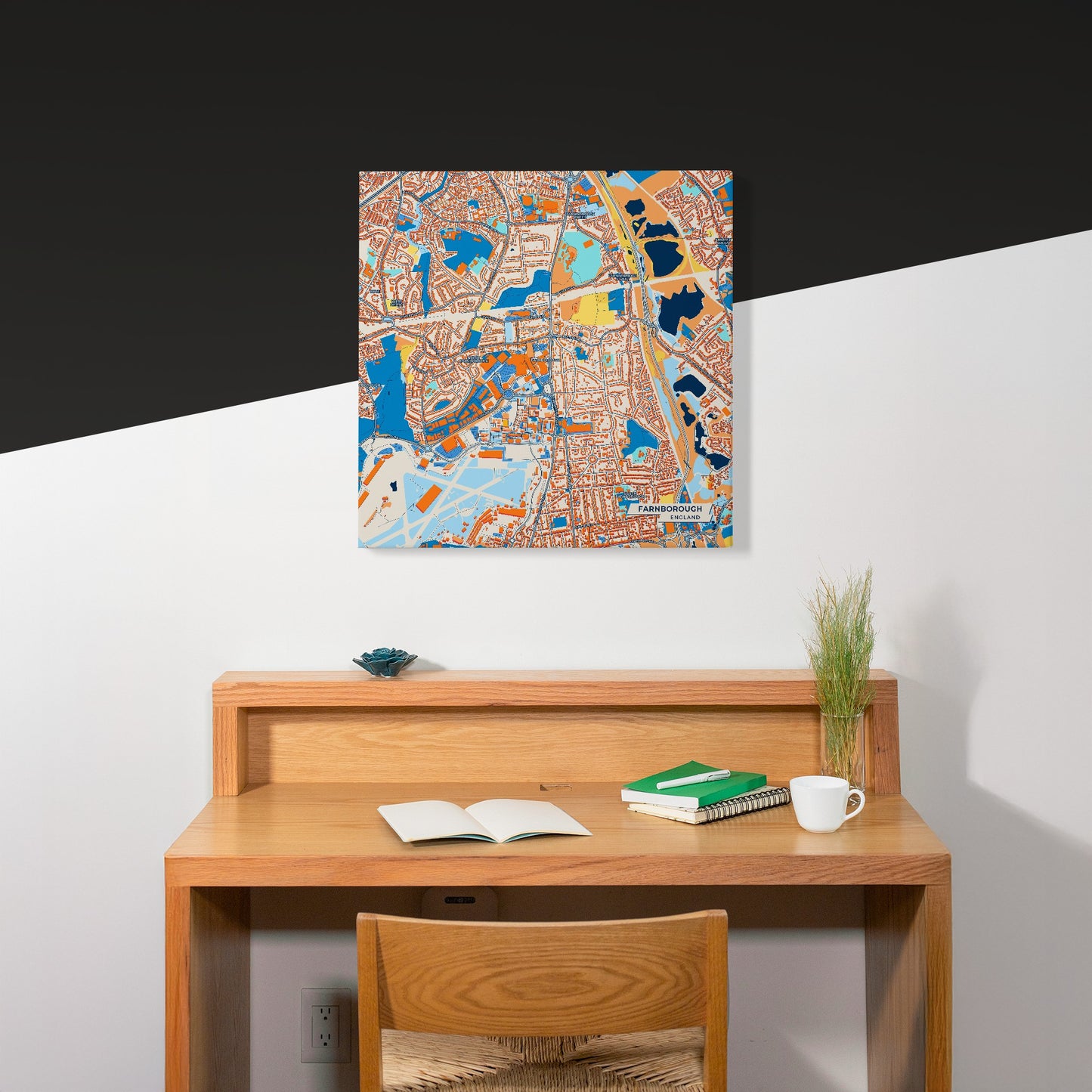 Farnborough England Colorful City Map Canvas Print Scene